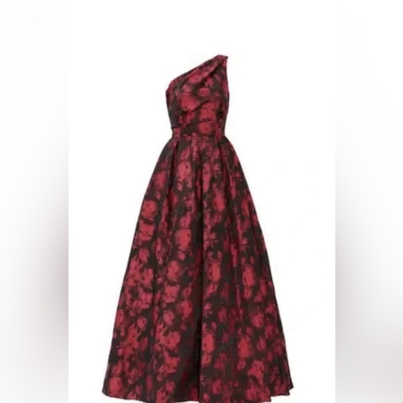 SLATE & WILLOW Simonetta Gown red floral one shoulder gown. Size 4 - Picture 1 of 4